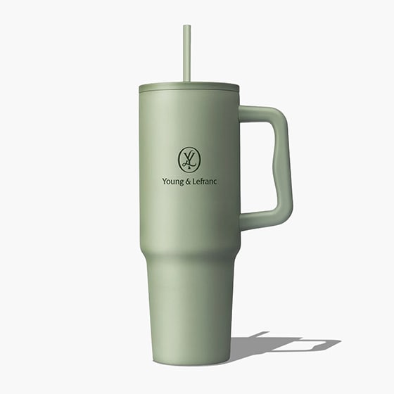 Recycled Stainless Steel Double-Wall Tumbler with Straw – 40 oz.
