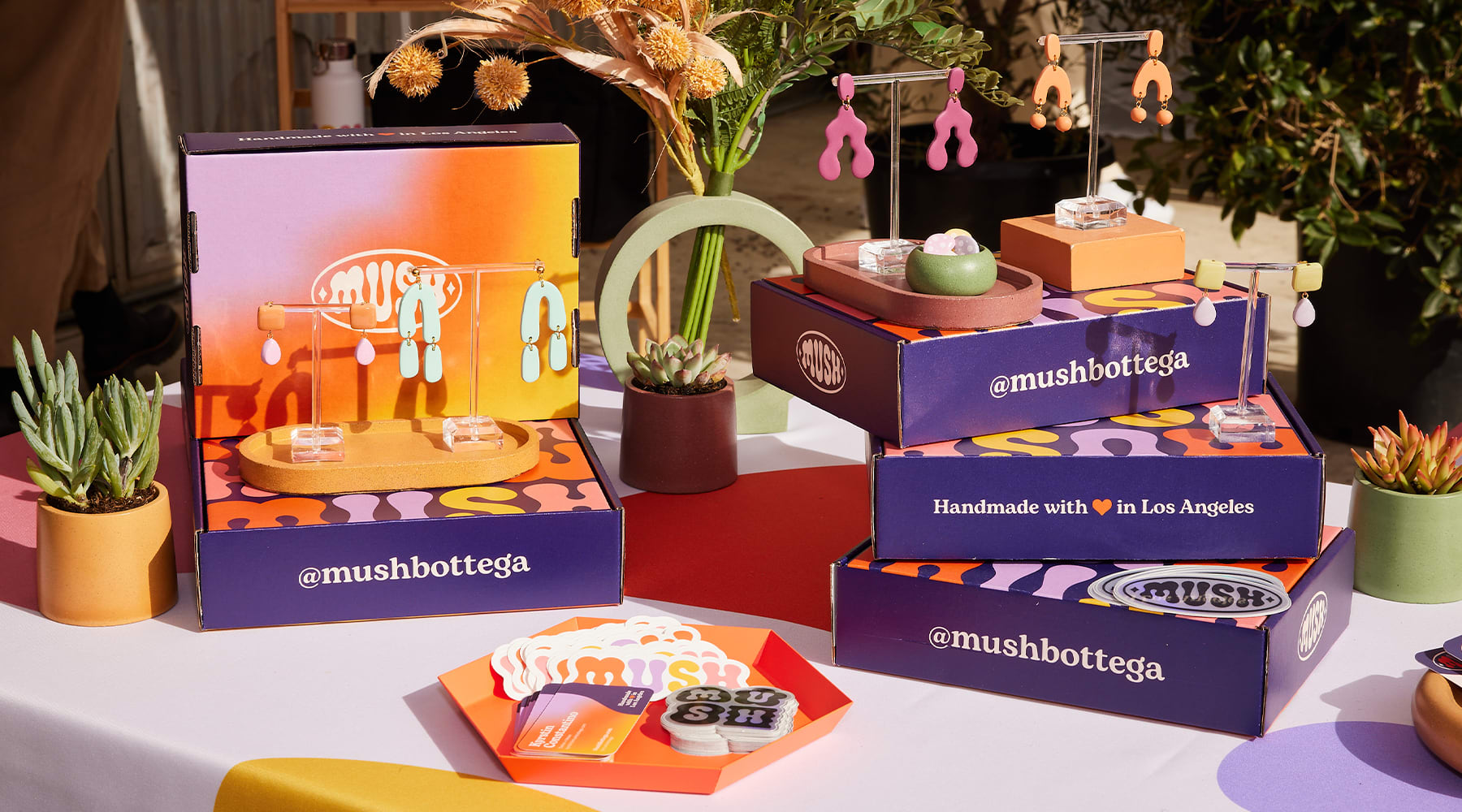 Bright and stand out packaging and product for Mush shows their business name idea and target audience working well together