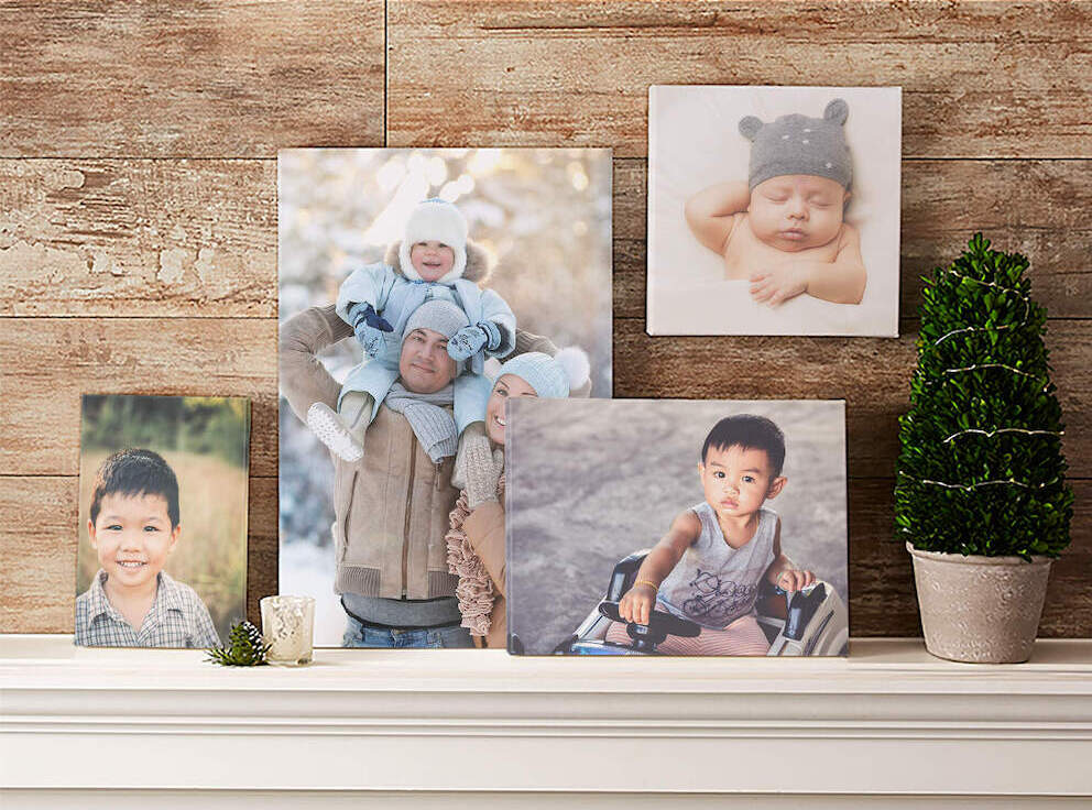 A family photo wall