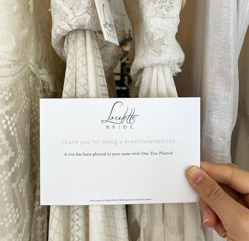 A custom business card for a bridal shop